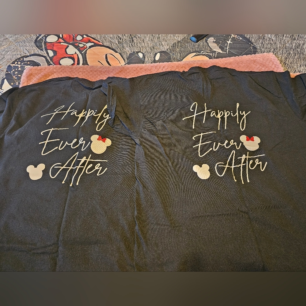 Matching Disney Black 'Happily Ever After' Graphic Tees M and L - Picture 2 of 5